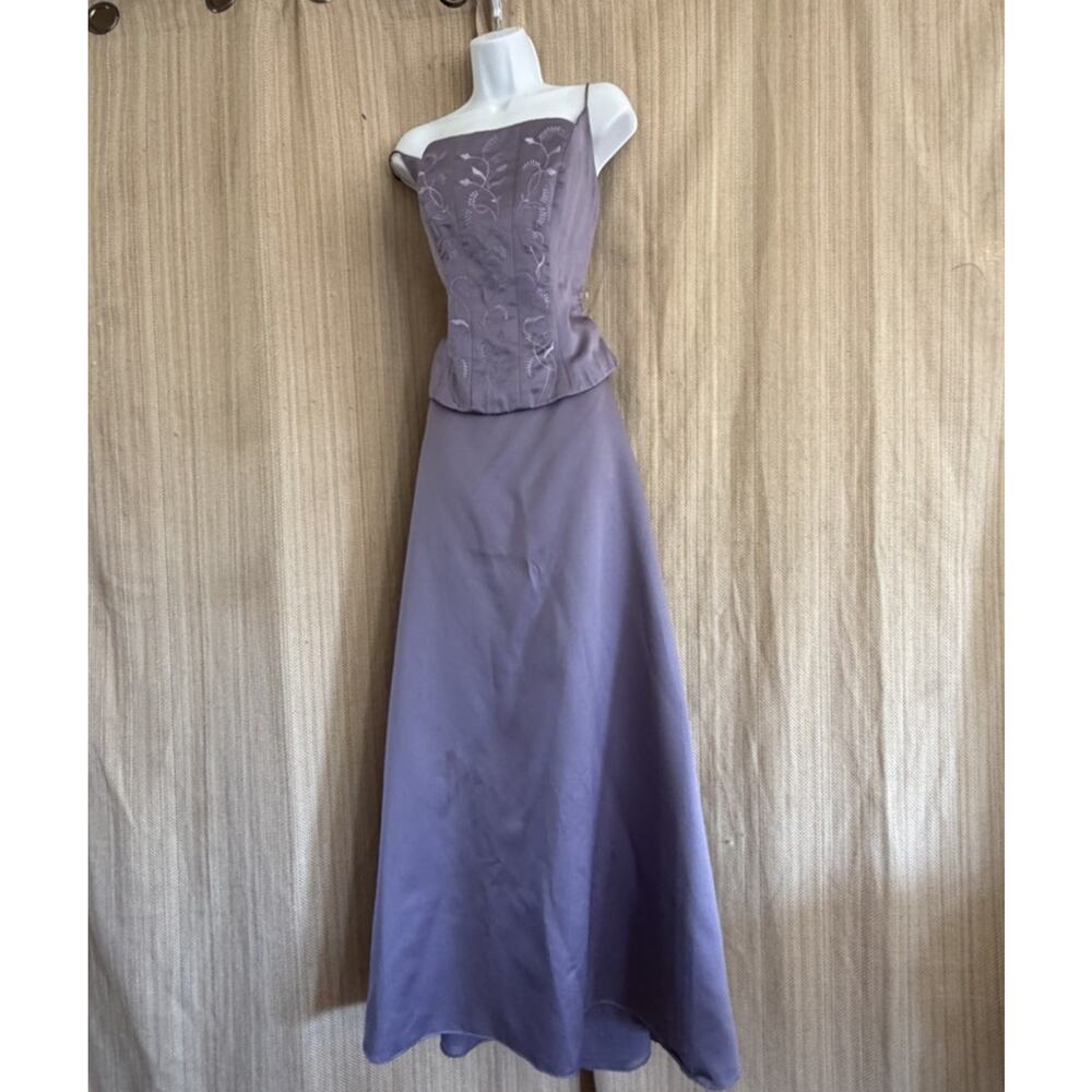 Sz 20 Vtg Y2K Mori Lee 2-piece Formal Gown Lavender Satin Upcycle Repair